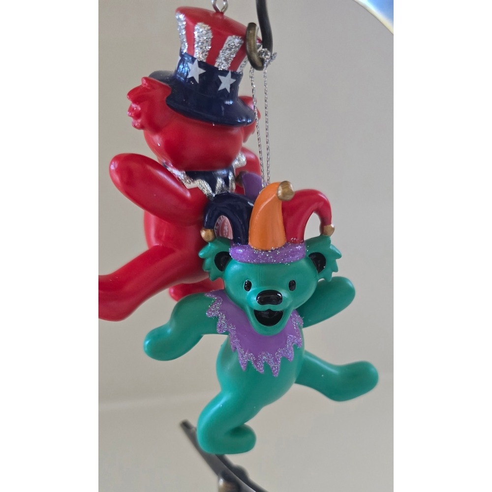 New Kurt Adler Grateful Dead Dancing Bears Ornaments Uncle Sam & Jester Set of 2